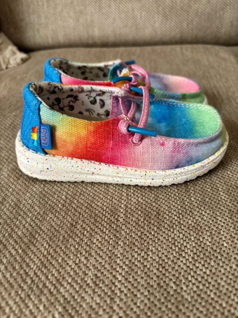Hey Dude Kids Tie-Dye Canvas Slip-Ons in Pink, Blue & Green